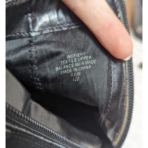 Guess Black Heel Booties Suede Ankle Boots Booties Stiletto Gold Logo Buckle 6.5 - Picture 8 of 9